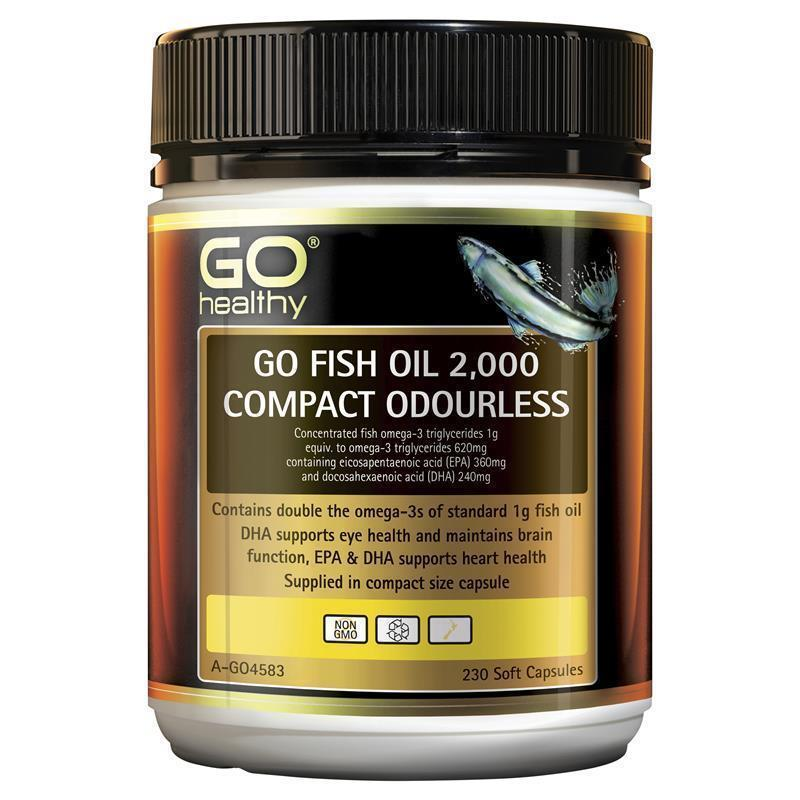 GO Healthy Fish Oil 2000 Compact Odourless 230 Softgel Capsules