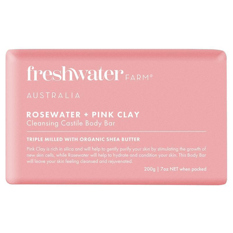 Freshwater Farm Australia Rosewater + Pink Clay Cleansing Bar 200g