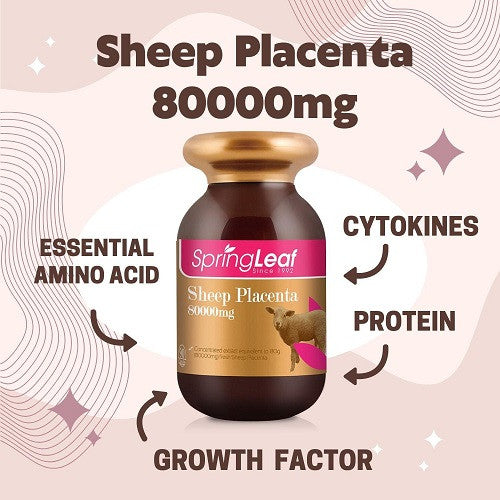 SpringLeaf Sheep Placenta 80000mg 90 Capsules