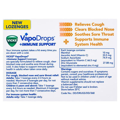 Vicks VapoDrops + Immune Support Orange 36 Pack