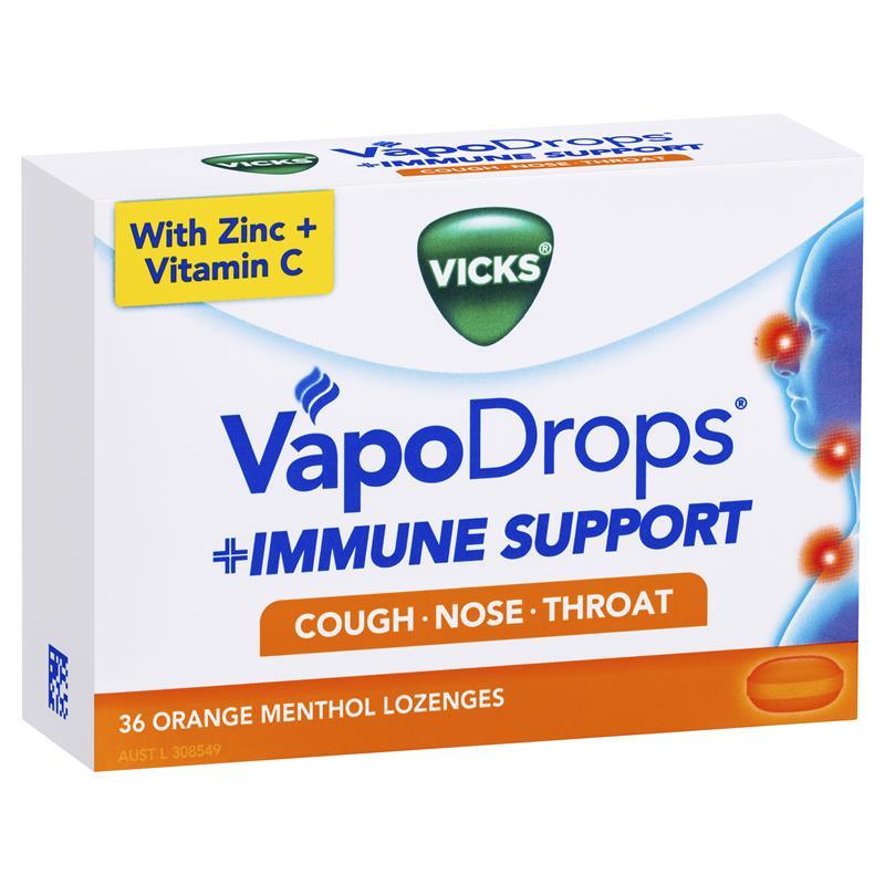 Vicks VapoDrops + Immune Support Orange 36 Pack