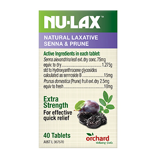 Nulax Nat Laxative Senna + Prunes 40 Tabs