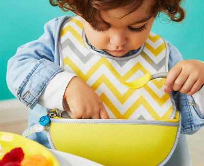 B.box Travel Bib + Silicone Spoon - Splish Splash