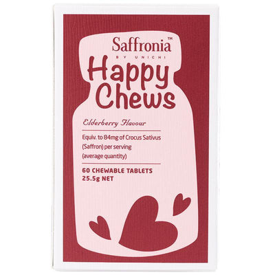 Unichi Saffronia Happy Chews Elderberry Flavour - 60 Chewable Tablets