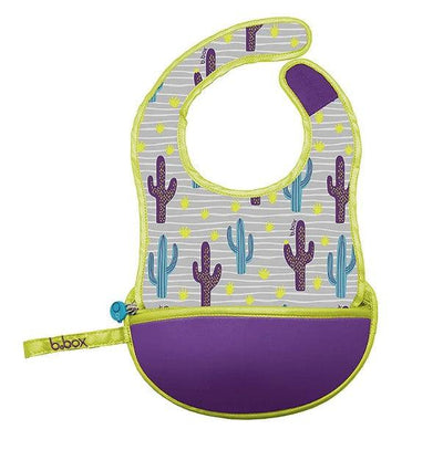 B.box Travel Bib + Silicone Spoon - Cactus Capers (Purple)