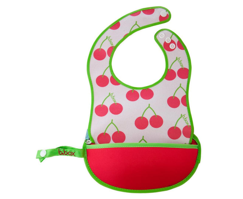 B.box Travel Bib + Silicone Spoon - Cherry Delight