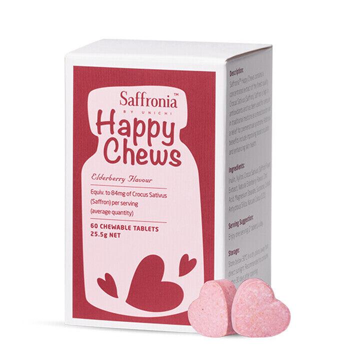 Unichi Saffronia Happy Chews Elderberry Flavour - 60 Chewable Tablets